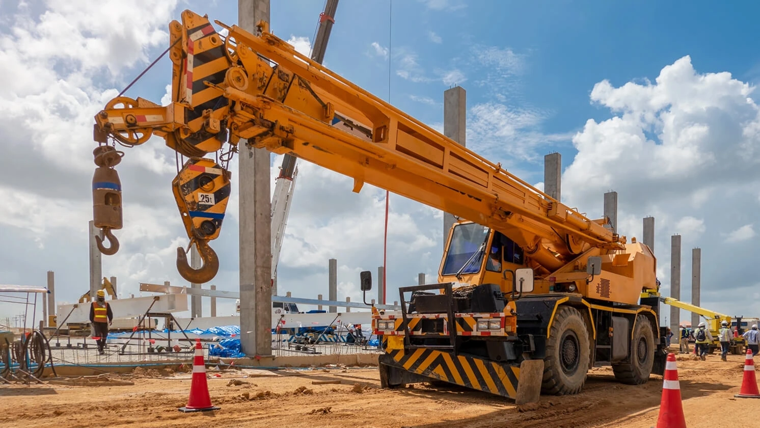 Construction crane at work site